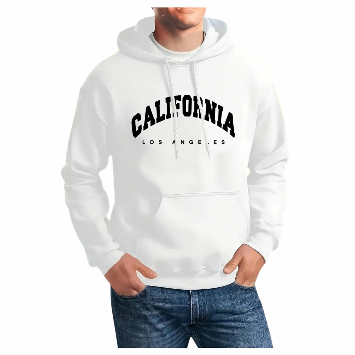CALIFORNIA LOS ANGELES Letters Print Men's Drawstring Hoodie With Kangaroo Pocket